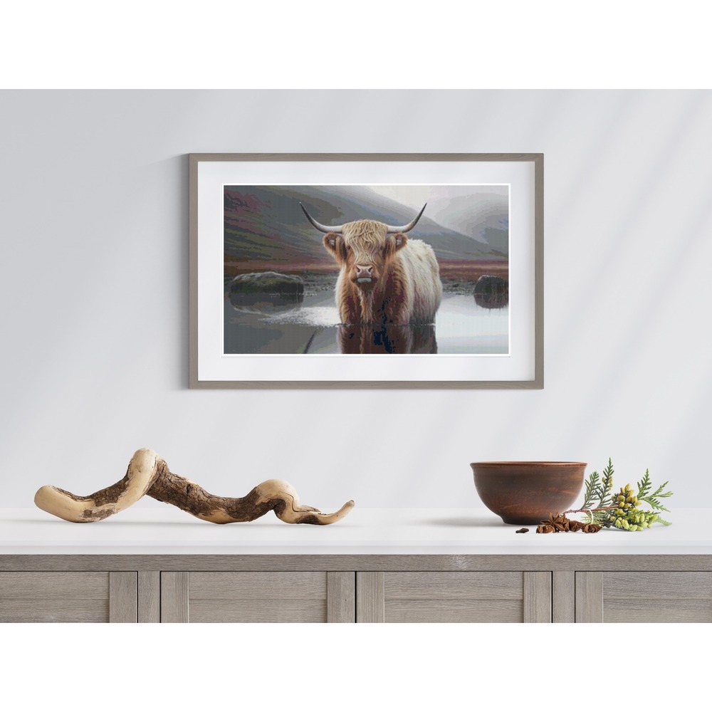 Highland Cow Full‎ Cover Counted Cross Stitch Pattern Chart